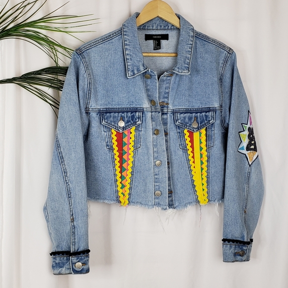 Custom Salt-n-Pepa Inspired Denim Cropped Jacket Size Medium / Large - Picture 14 of 16